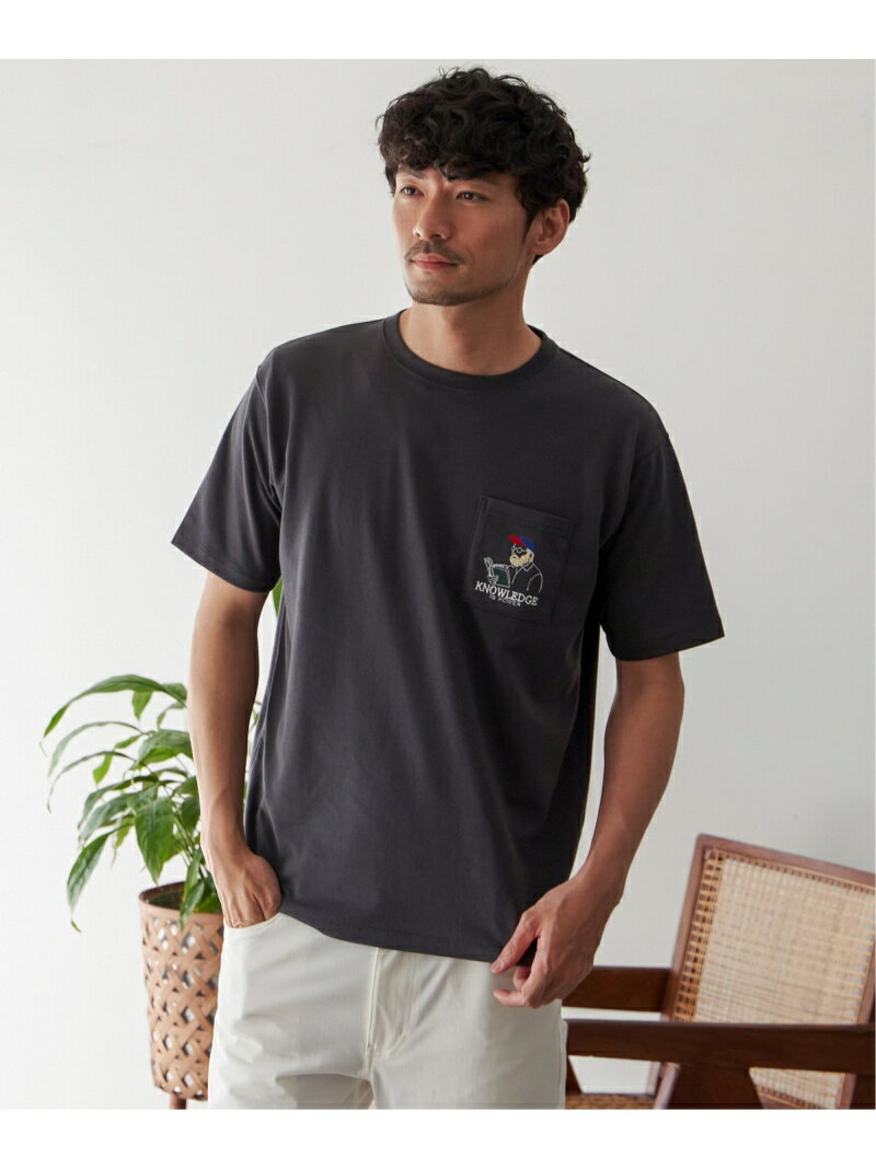 【SALE／20%OFF】ikka ブックマンサガラ刺繍ポケTシャツ イッカ トップス カットソー・Tシャツ グレー ホワイト グリーン【RBA_E】