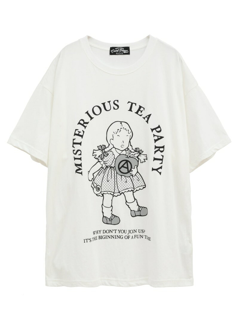 Candy Stripper MISTERIOUS TEA PARTY BIG TEE キャンディストリッパー トップス カットソー Tシャツ ホワイト ブラック【送料無料】