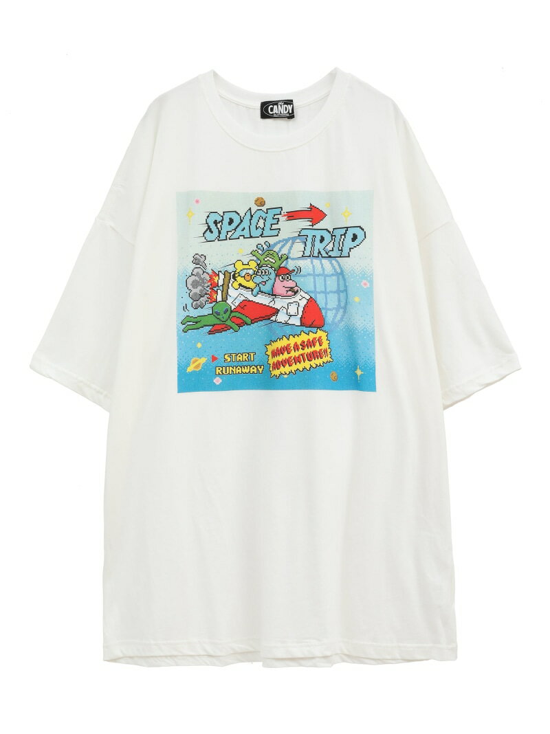 Candy Stripper SPACE TRIP BIG BIG TEE キャンディストリッパー トップス カットソー・Tシャツ ホワイト ブラック イエロー パープル【送料無料】