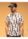 【SALE/30%OFF】LUXEAKMPLUS LUXEAKMPLUS ゴルフ 総柄半袖ポロシャツ(吸水速乾) シフォン トップス ポロシャツ ベージュ ブラック ホワイト【RBA_E】【送料無料】