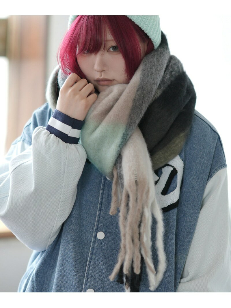 【SALE／25%OFF】improves チェック柄 フリンジ マフラー インプローブス ファッション雑貨 マフラー・..