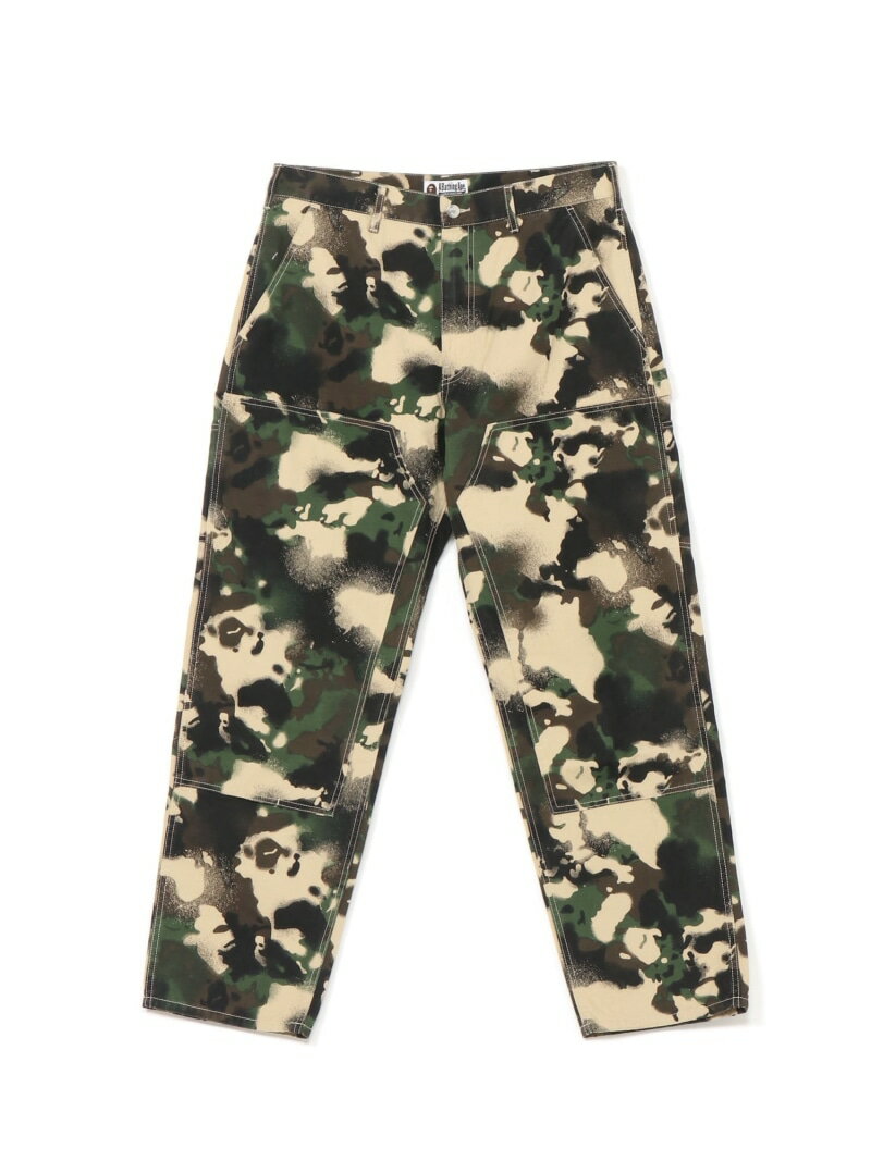 A BATHING APE MAP CAMO RELAXED FIT WORK PANTS ア ベイシング エイプ パンツ その他のパンツ グリーン【送料無料】
