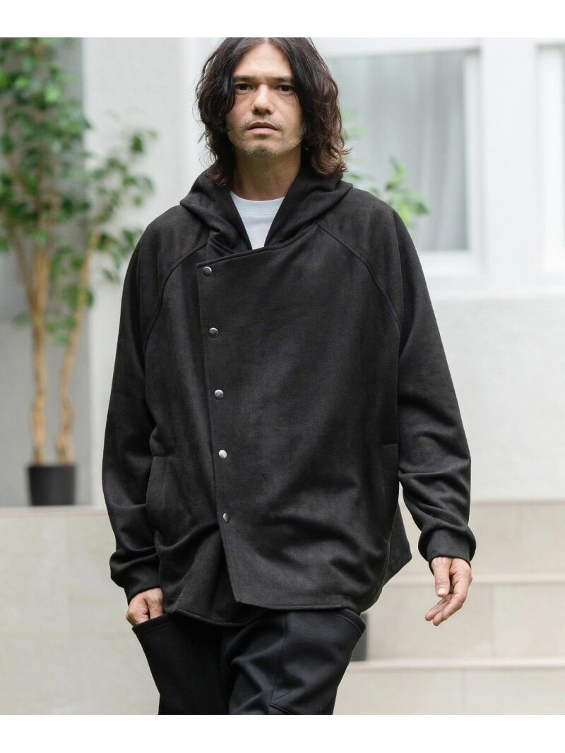 CAMBIO mpa3509-ストレッチフェイクスウェードスナップボタンフライパーカー カンビオ トップス パーカー・フーディー ブラック グリーン ベージュ【送料無料】