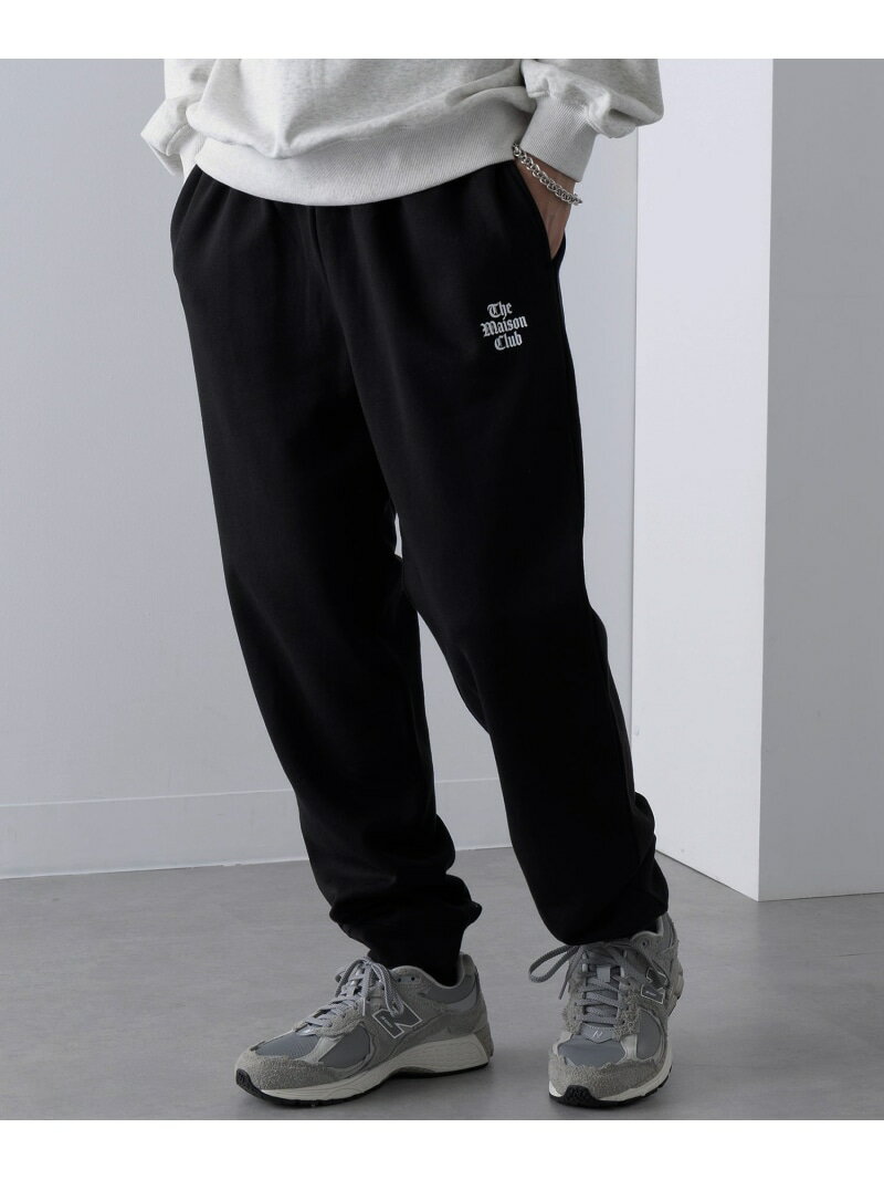 【SALE／50%OFF】MAISON CLUB MAISON CLUB/ワンポイントロゴスウェットパンツ THE MAISON CLUB セットアップセブン パンツ ジャージ・スウェットパンツ グレー ブラック【RBA_E】