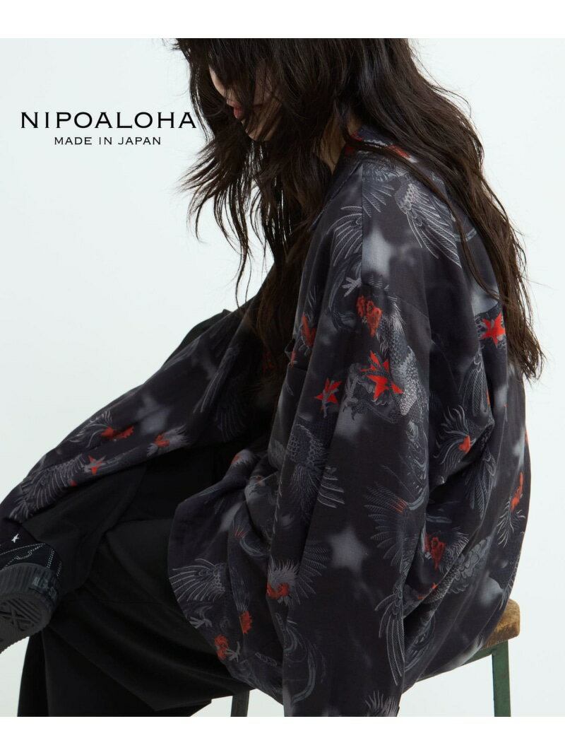 CONVERSE TOKYO 【NIPOALOHA】"軍鶏-SHAMO" LONG SLEEVE WOOL SHIRT コンバーストウキョウ トップス シャツ・ブラウス ブラック ワインレッド【先行予約】*【送料無料】