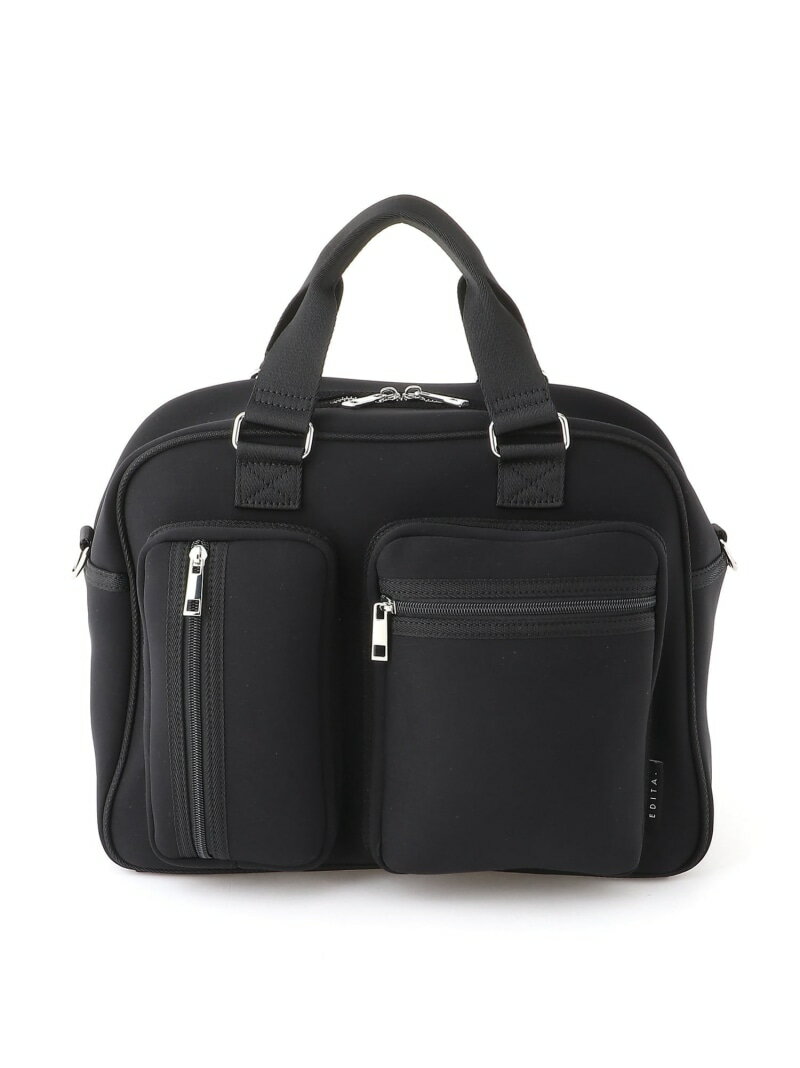 EDITA. EDITA./(U)EDITA. ネオプレン ポケットデザイン ボストンバッグ エディータ バッグ ボストンバッグ ブラック グリーン【送料無料】