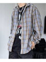 【SALE/50%OFF】NOWLE NOWLE/(M)【NOWLE】フード付き チャック柄 ボタンシャツ チェルカ トップス パーカー・フーディー ブルー ベ...