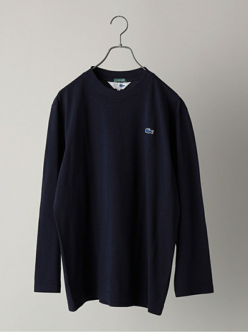 SHIPS 【WEB限定/SHIPS別注】LACOSTE: ガーメントダイ ピケ ロングスリーブ Tシャツ (ロンT) シップス カットソー Tシャツ ブラウン ネイビー【送料無料】