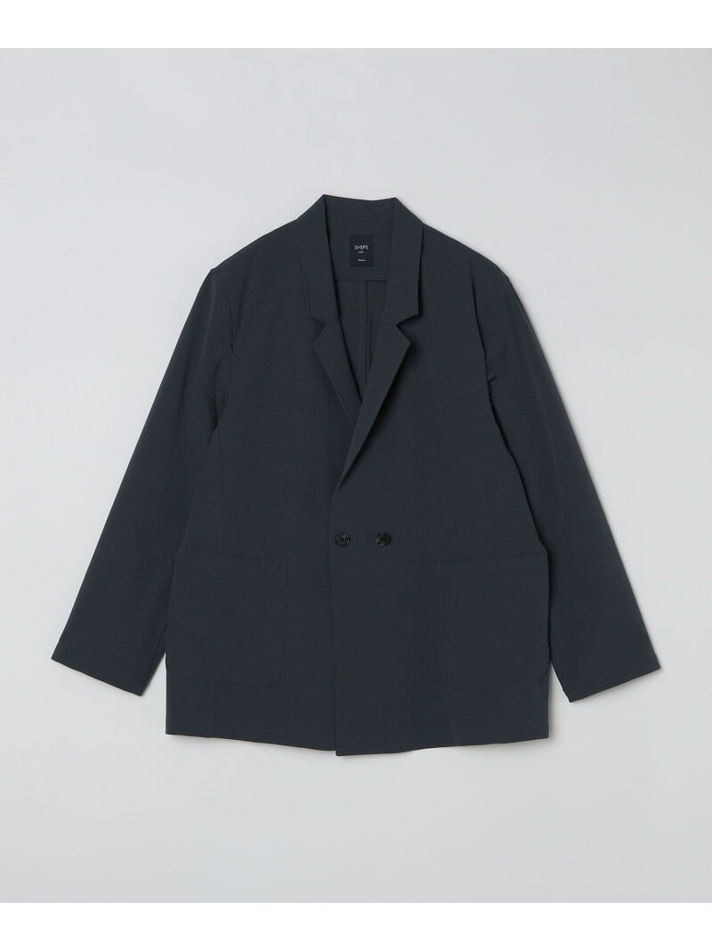 SHIPS Colors SHIPS Colors:＜洗濯機可能＞ナイロン ストレッチ ダブル ジャケット(セットアップ可能) シップス ジャケット・アウター テーラードジャケット・ブレザー ブラック【送料無料】