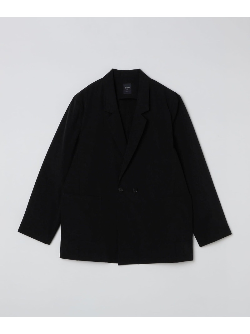 SHIPS Colors SHIPS Colors:＜洗濯機可能＞ナイロン ストレッチ ダブル ジャケット(セットアップ可能) シップス ジャケット・アウター テーラードジャケット・ブレザー ブラック【送料無料】