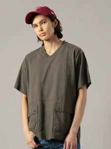 【SALE／30%OFF】AVIREX フェードウォッシュルーズフィットカーゴポケットVネックTシャツ/FADEWASHLOOSEFITCARGOPOCKETV-NECKT アヴィレックス カットソー Tシャツ カーキ ホワイト ネイビー【RBA_E】【送料無料】