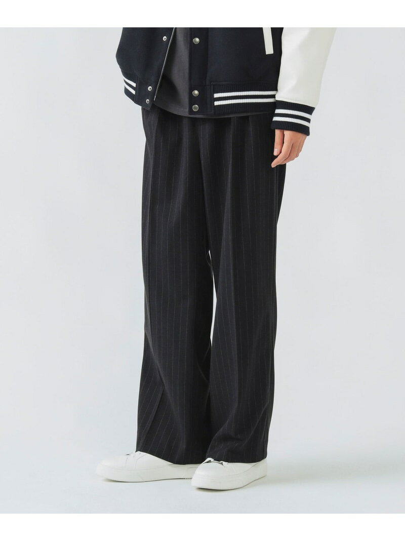 BEAMS HEART MEN ポリエステルレーヨン 2タック ワイドパンツ ビームス ハート パンツ スラックス・ドレスパンツ ブラック【送料無料】