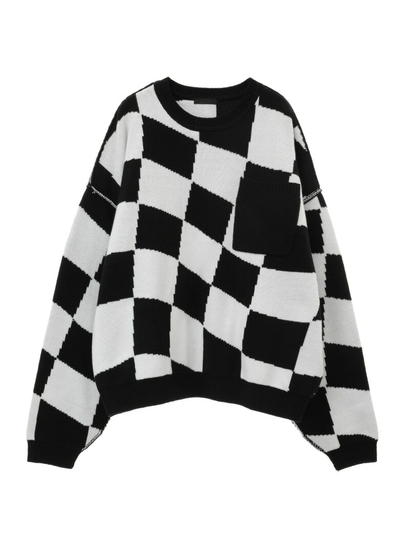 【SALE／50%OFF】Candy Stripper BACK SIDE CHECKER KNIT キャンディストリッパー トップス ニット ブラック【RBA_E】【送料無料】