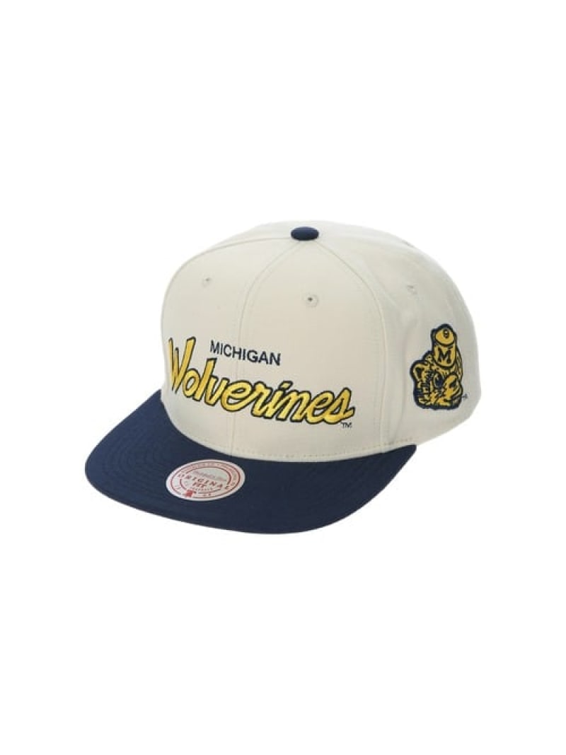 Mitchell & Ness ジャスト・ドン ミシガン クリーム スナップバック NCAA JUST DON CREAM SNAPBACK V MICHIGAN ルーキーユーエスエー 帽子 キャップ ホワイト【送料無料】