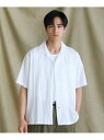 THE CASUAL 日本製レノクロス(からみ織)オープンカラー半袖シャツ カジュアル トップス シャツ・ブラウス ホワイト【送料無料】
