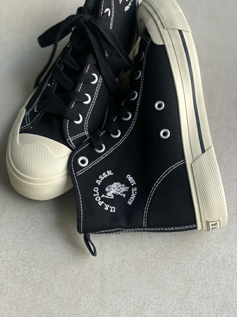 【SALE／80%OFF】CPCM 【U.S. POLO ASSN.】1ポイントロゴ刺繍メンズハイカットスニーカー シーピーシーエム シューズ・靴 スニーカー ブラック ホワイト ベージュ【RBA_E】