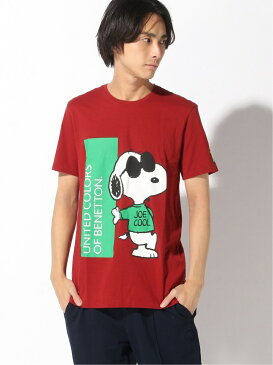 【SALE／30%OFF】BENETTON (UNITED COLORS OF BENETTON) (M)【スヌーピーコラボ】半袖Tシャツ・カットソーJCC ベネトン(ユナイテッド カラーズ オブ ベネトン) カットソー Tシャツ ホワイト レッド【RBA_E】【送料無料】