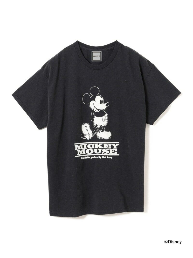 BEAMS T WIFFLE / Mickey Mouse T-shirt ビームスT トップス カットソー Tシャツ ブラック【送料無料】