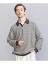 【SALE/70%OFF】BEAUTY&YOUTH UNITED ARROWS ドロップ パターン ニットポロ ユナイテッドアローズ アウトレット トップス ニット ブルー グレー【RBA_E】【送料無料】