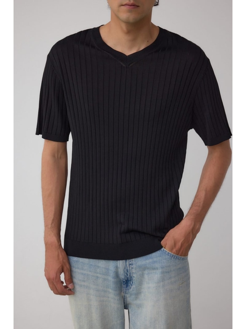 【SALE／50%OFF】AZUL BY MOUSSY リブVネックニット アズールバイマウジー トップス ニット グレー ネイビー ブラック【RBA_E】