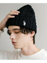 Rocky Monroe U.S. POLO ASSN. ワンポイントロゴ刺繍ケーブル編みニット帽 ロッキーモンロー 帽子 ニット帽・ビーニー ブラック ホワイ...