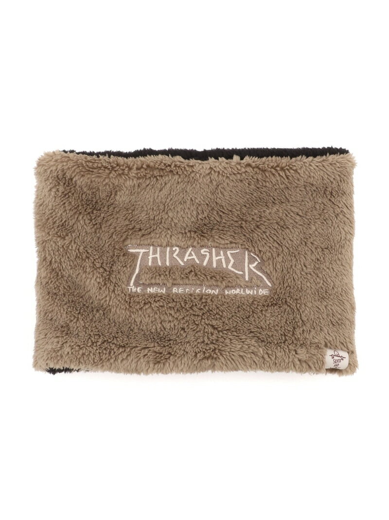 THRASHER THRASHER/(U)ボアフリース リバーシブル ネックウォーマー スラッシャー　バイ　リフルページ ファッション雑貨 マフラー・ストール・ネックウォーマー ホワイト ブラック ベージュ