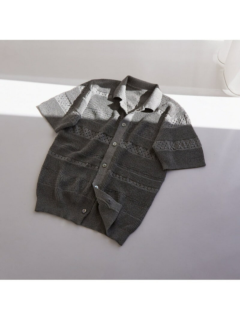 【SALE／40%OFF】DESIGNWORKS 和紙透かし柄 ニットシャツ デザインワークス トップス シャツ・ブラウス カーキグリーン ブラック【RBA_E】【送料無料】