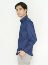 【SALE/37%OFF】TAKA-Q ストレッチ シャンブレー ワイドカラー長袖シャツ タカキュー トップス シャツ・ブラウス ブルー ネイビー【RBA_E】