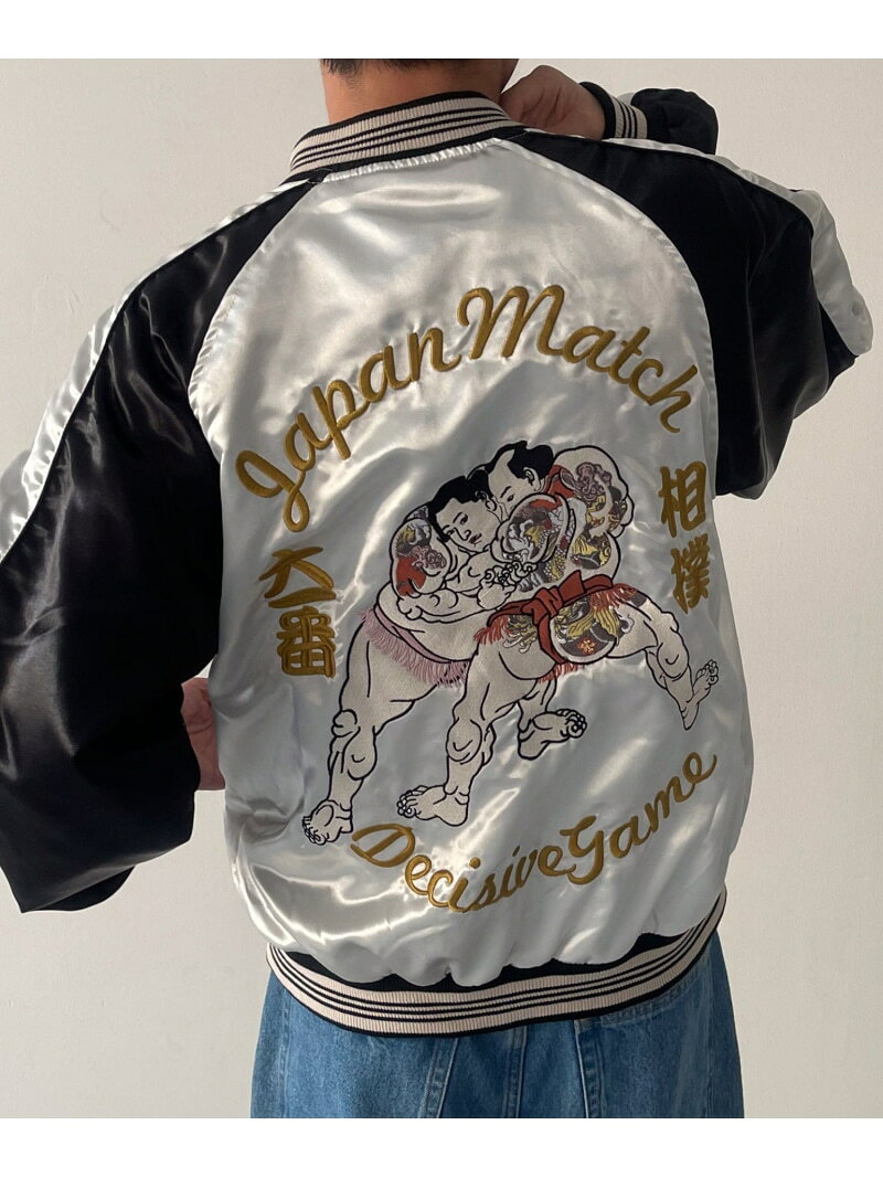 WEGO MEN'S 相撲スカジャン ウィゴー ジャケット・アウター ナイロンジャケット ブラック【送料無料】