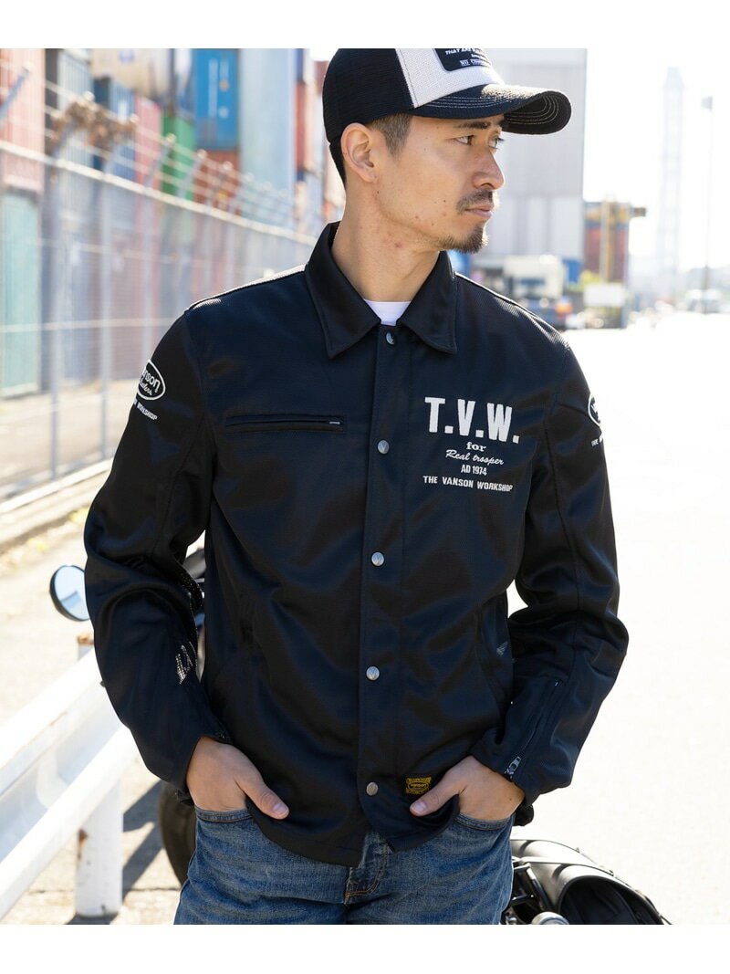 バンソン ライダースジャケット メンズ Vanson Leathers MESH COACH JACKET バンソンレザーズ ジャケット・アウター ライダースジャケット ブラック【送料無料】