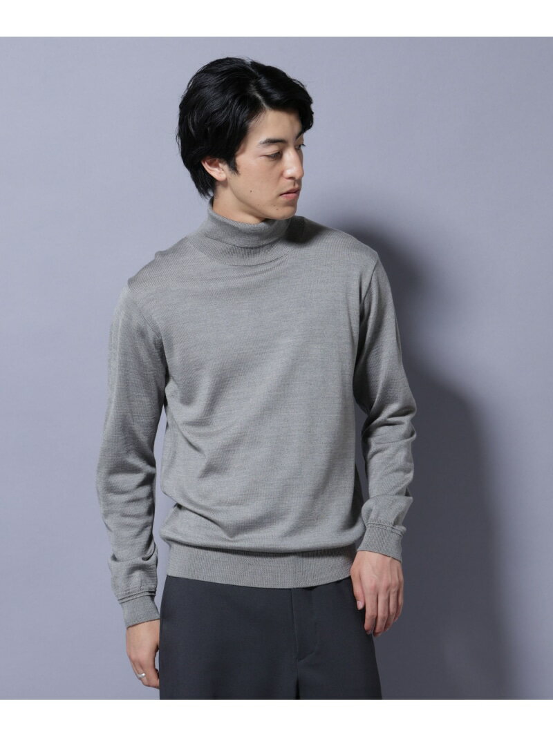 NANO universe タスマニアミックスタートルニット ナノユニバース トップス ニット ブラウン ネイビー グレー ブラック【送料無料】