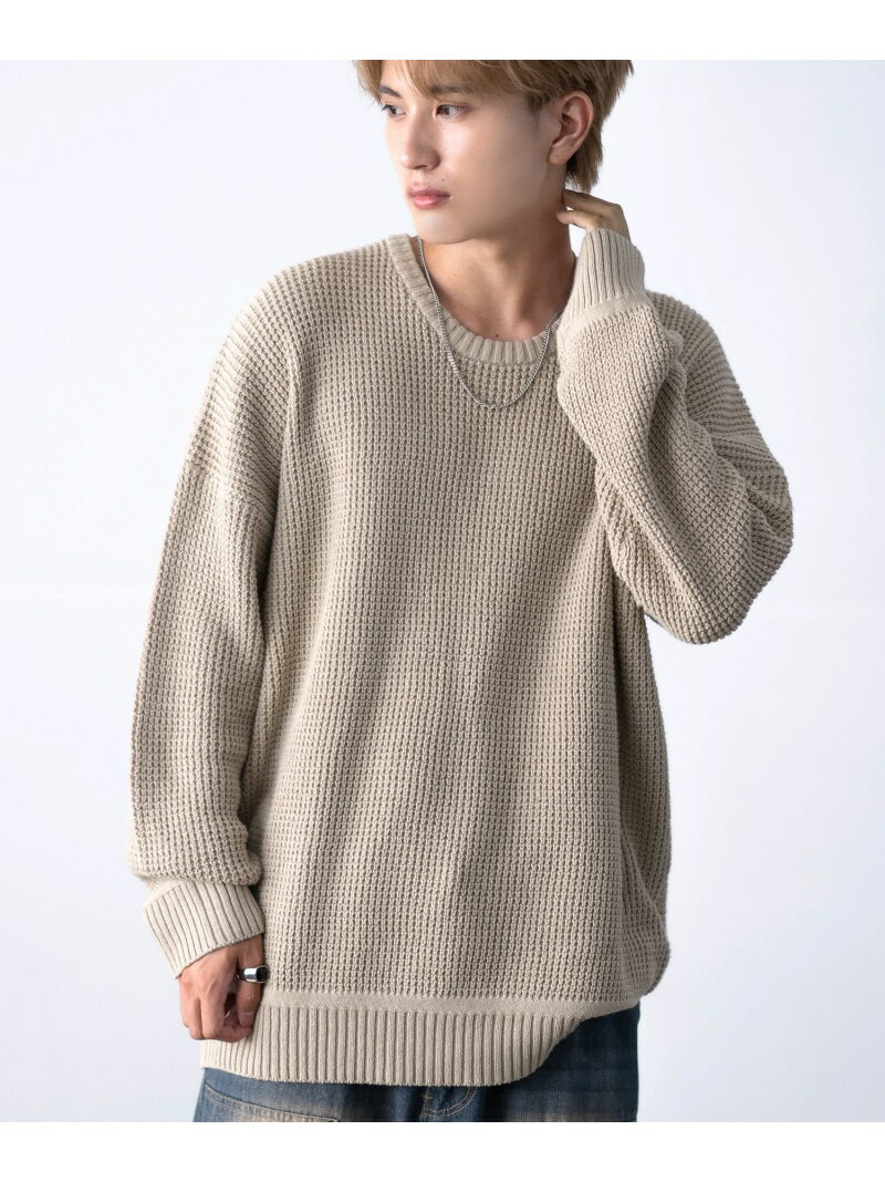 【SALE/25%OFF】improves ラーベン編み コットン クルーネック ニット インプローブス トップス ニット ブラウン ブラック グレー ピンク ...