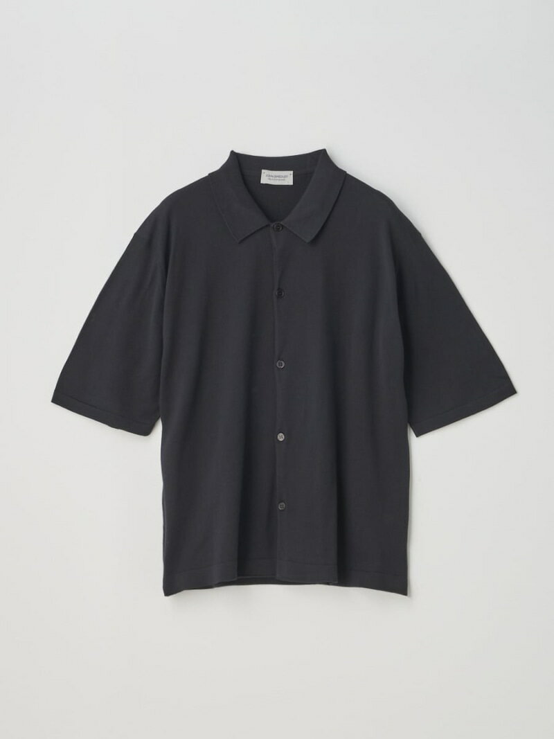 JOHN SMEDLEY Short sleeved Welt hem Shirt Cardigan ｜ S4674 ｜ 30G ジョンスメドレー トップス ニット ブラック【送料無料】