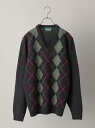 【SALE/40%OFF】SHIPS MEN ALAN PAINE:7ゲージ アーガイル Vネック ニット シップス トップス ニット グレー ブラック ネイビ...