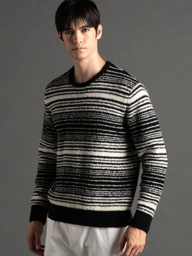 MONSIEUR NICOLE グラデーションボーダー クルーネックニット ニコル トップス ニット グレー【送料無料】