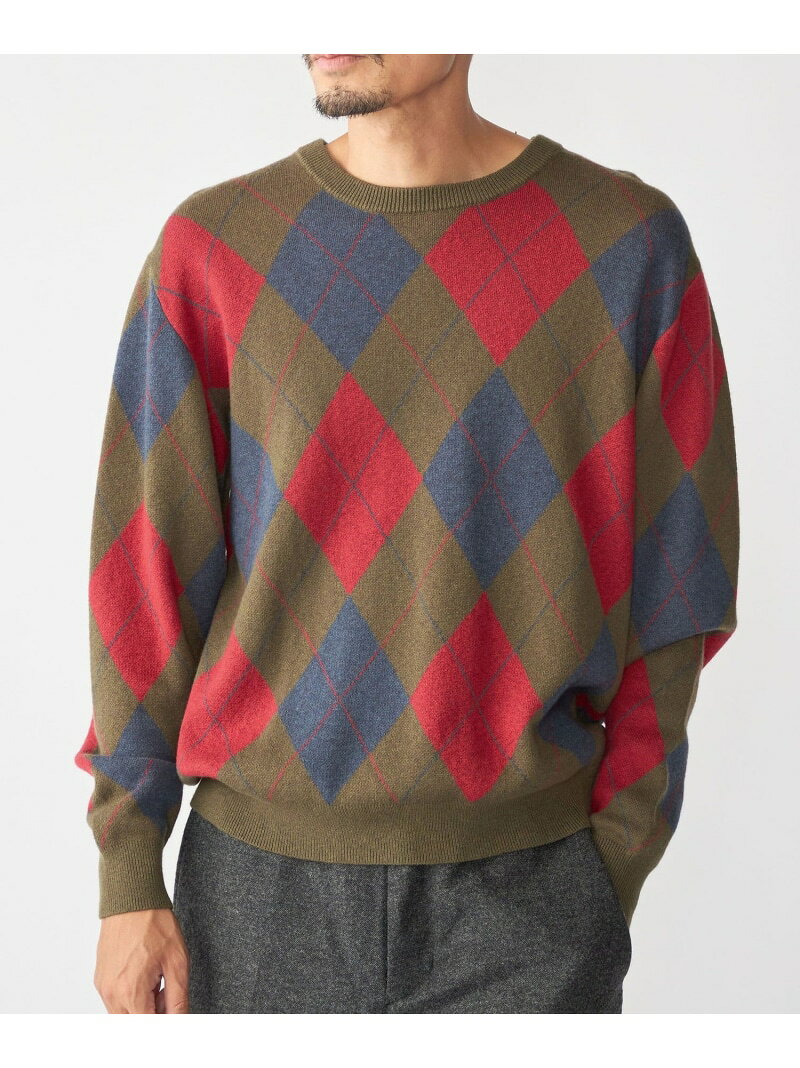 SHIPS MEN SHIPS: 12ゲージ アーガイル クルーネック ニット シップス トップス ニット ブラウン ネイビー ベージュ【送料無料】