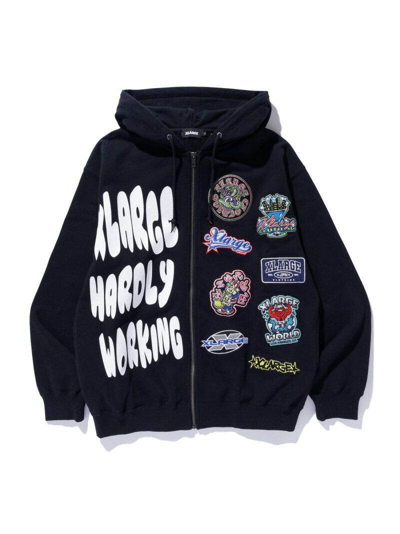 XLARGE MULTI LOGO ZIP UP HOODED SWEATSHIRT エクストララージ トップス パーカー・フーディー ブラック レッド グリー...