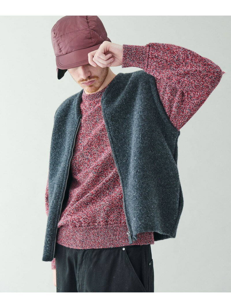 Bshop COOHEM ｜ カラーミックス クルーネックニットプルオーバー MEN ビショップ トップス ニット レッド【送料無料】