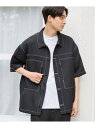 【SALE/11%OFF】LAKOLE ブッチャーワークステッチシャツ ラコレ トップス シャツ・ブラウス ブラウン ブラック グリーン【RBA_E】