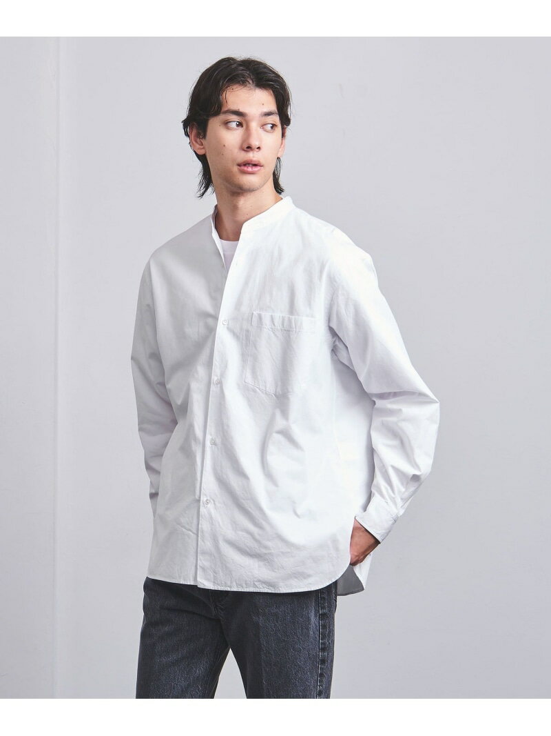 【SALE／60%OFF】UNITED ARROWS カリビアーナミルズ ウォッシュポプリン バンドカラーシャツ ユナイテッドアローズ アウトレット トップス シャツ・ブラウス グレー ホワイト ブルー【RBA_E】【送料無料】