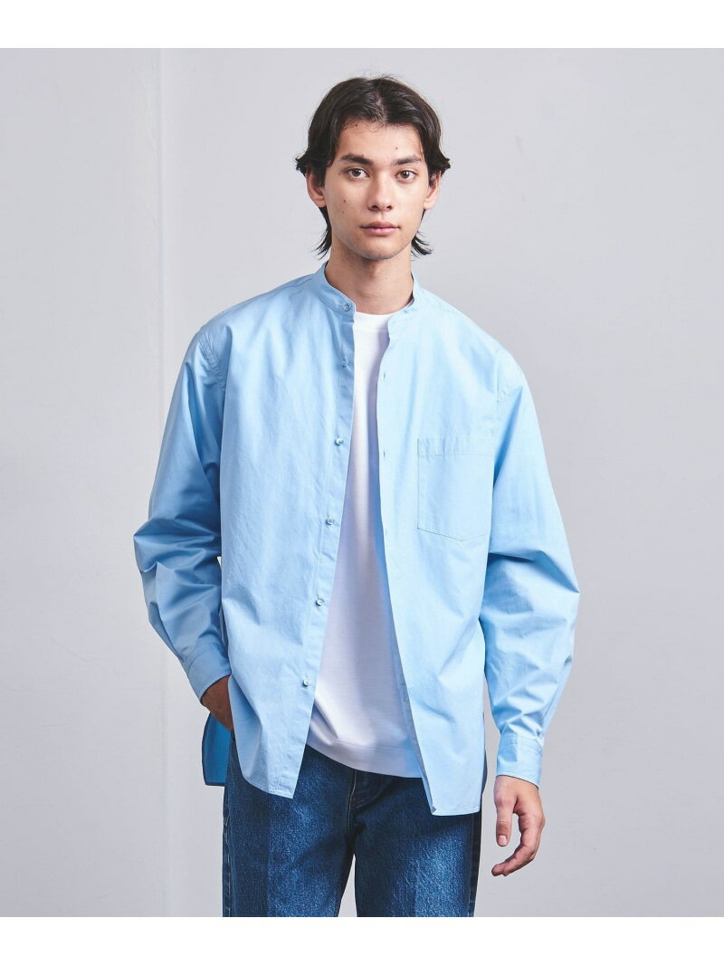 【SALE／60%OFF】UNITED ARROWS カリビアーナミルズ ウォッシュポプリン バンドカラーシャツ ユナイテッドアローズ アウトレット トップス シャツ・ブラウス グレー ホワイト ブルー【RBA_E】【送料無料】