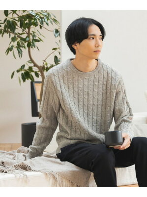BEAMS HEART MEN 【定番ベーシック・ギフト】ケーブル クルーネック ニット ビームス ハート トップス ニット グレー レッド ホワイト オレンジ ベージュ【送料無料】