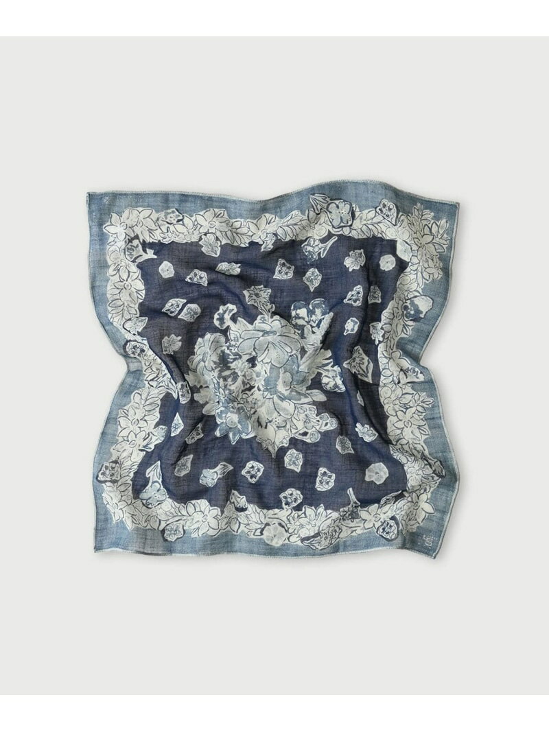 45R ガーゼの花束バンダナ(インディゴ) フォーティファイブアール ファッション雑貨 スカーフ・バンダ..