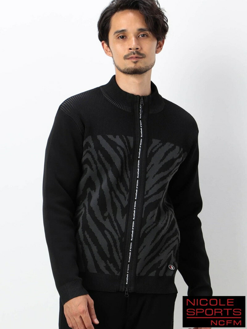 NICOLE CLUB FOR MEN 【NICOLE SPORTS】アラカルト ニットブルゾン ニコル トップス ニット ホワイト ネイビー ブラック【送料無料】