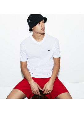 【SALE／30%OFF】LACOSTE ワンポイントロゴテニスVネックTシャツ ラコステ カットソー スウェット ホワイト ブラック ネイビー【RBA_E】【送料無料】