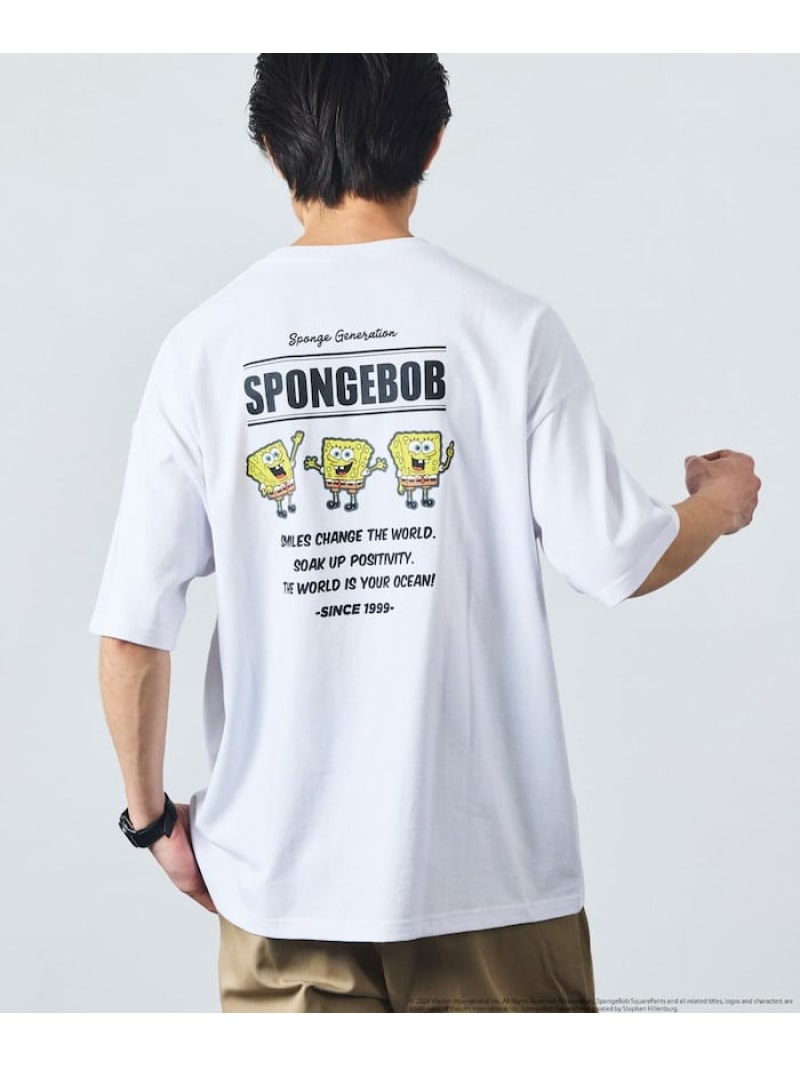 【SALE／30%OFF】FREAK'S STORE SPONGEBOB スポンジ・ボブ 別注 バックプリント クルーネックTシャツ 【限定展開】 24SS フリークスストア トップス カットソー・Tシャツ ホワイト グレー ブラック ネイビー【RBA_E】のサムネイル