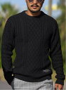 Retro Engine Retro Engine/(M)RTEG 23Cable round knit アダムスジャグラー トップス ニット ホワイト ブラック【送料無料】(4)