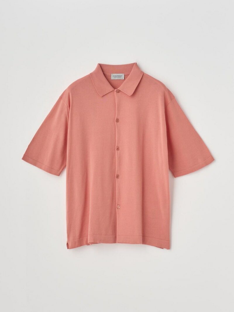 JOHN SMEDLEY Short sleeved Welt hem Shirt Cardigan ｜ S4674 ｜ 30G ジョンスメドレー トップス ニット オレンジ【送料無料】