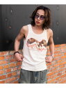 WEGO MEN'S グラフィックリブタンクトップ ウィゴー トップス ノースリーブ・タンクトップ ホワイト ブラック(4)