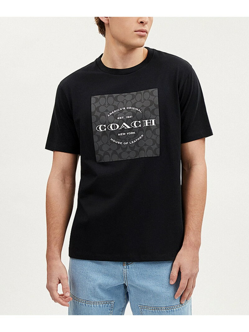 【SALE／62%OFF】COACH OUTLET シグネチャー スクエア Tシャツ コーチ　アウトレット トップス カットソー・Tシャツ ブラック【RBA_E】【送料無料】